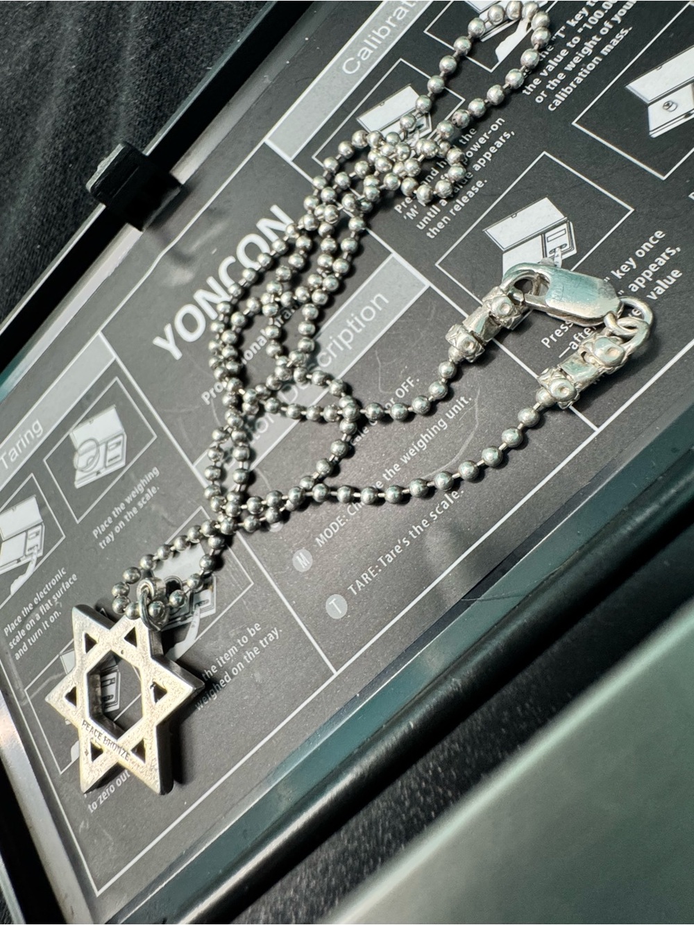 Vintage 925 Sterling Silver Star of David Necklace Peace Bronze 8.96g Judaica